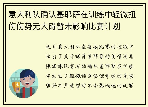 意大利队确认基耶萨在训练中轻微扭伤伤势无大碍暂未影响比赛计划